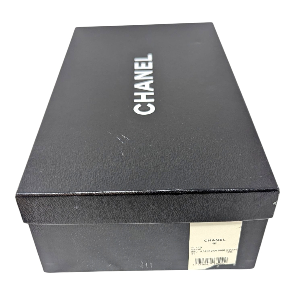 Chanel ballet flats ballerinas two tone beige black CC logo cap toe 41 - Picture 12 of 13